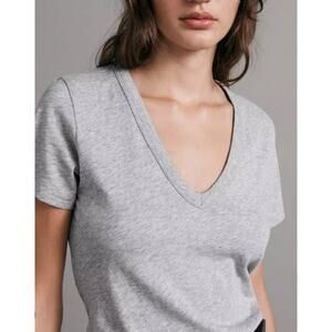 Rag & Bone The Slub V-Neck Short Sleeve T-Shirt Heathered Gray Size Small